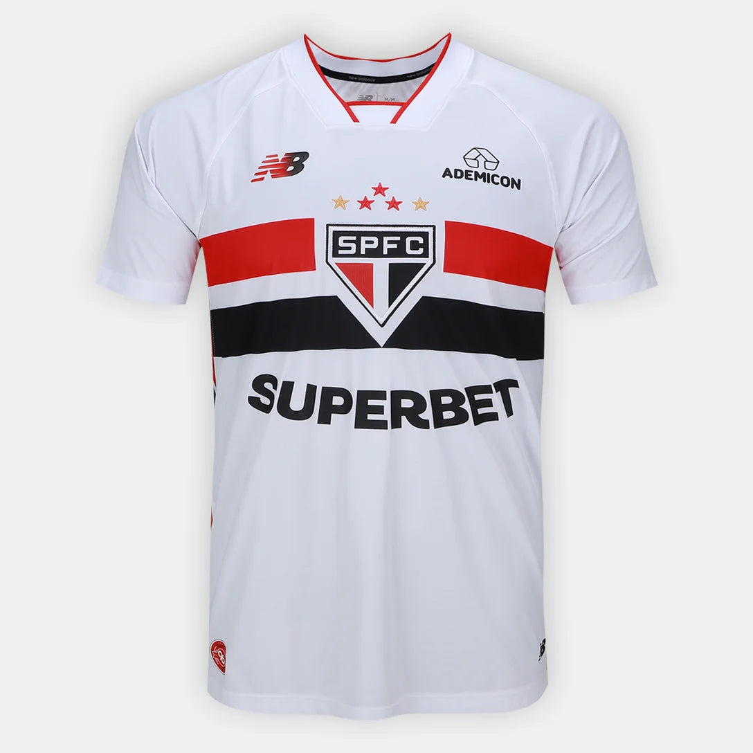 Camisa São Paulo I 2026/27 Torcedor New Balance Masculina - Branco+Vermelho