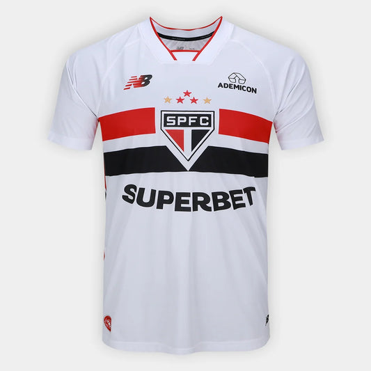 Camisa São Paulo I 2026/27 Jogador New Balance Masculina - Branco+Vermelho
